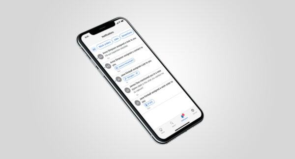 JobNimbus notifications shown in the mobile app