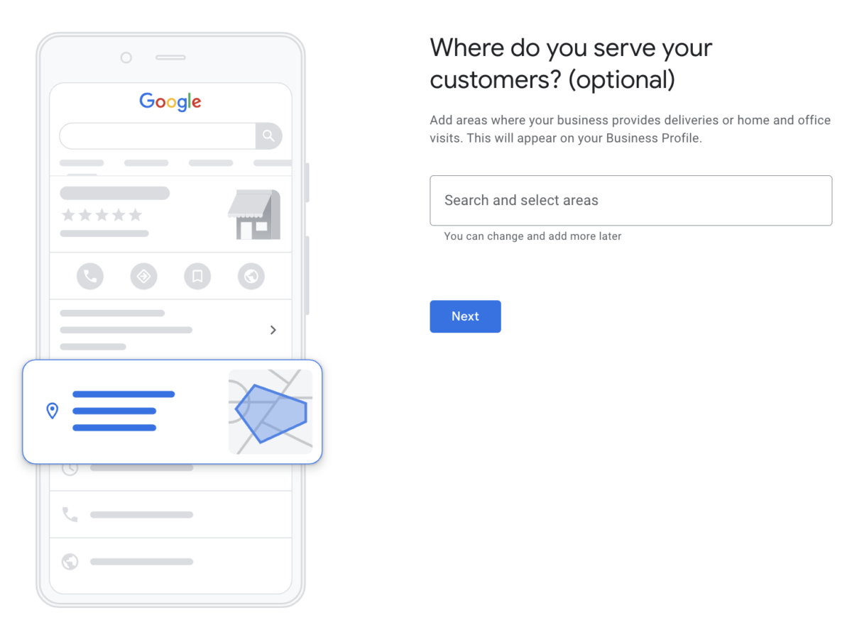 Adding service areas to a Google Business Profile for roofers