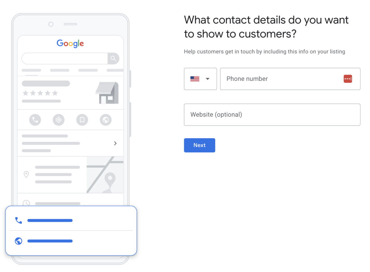 Adding contact information to a Google Business Profile