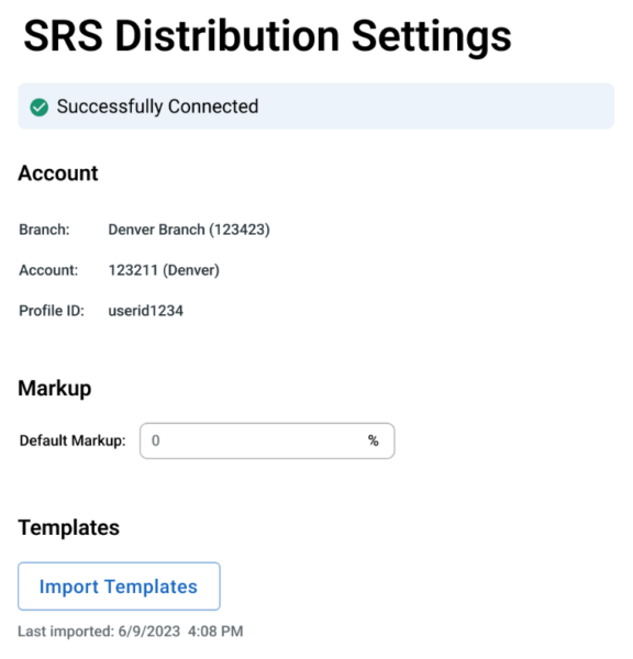 SRS Distribution JobNimbus Integration Settings