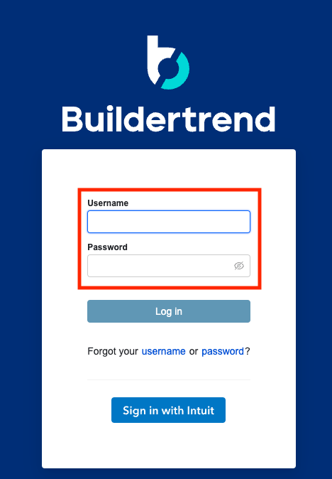 Buildertrend Email and Password Log In