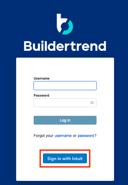 Buildertrend Sign In with Intuit