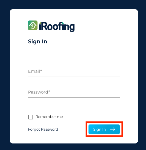 iRoofing Sign In Button