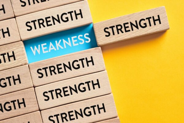 Weakness being replaced with strength wooden blocks