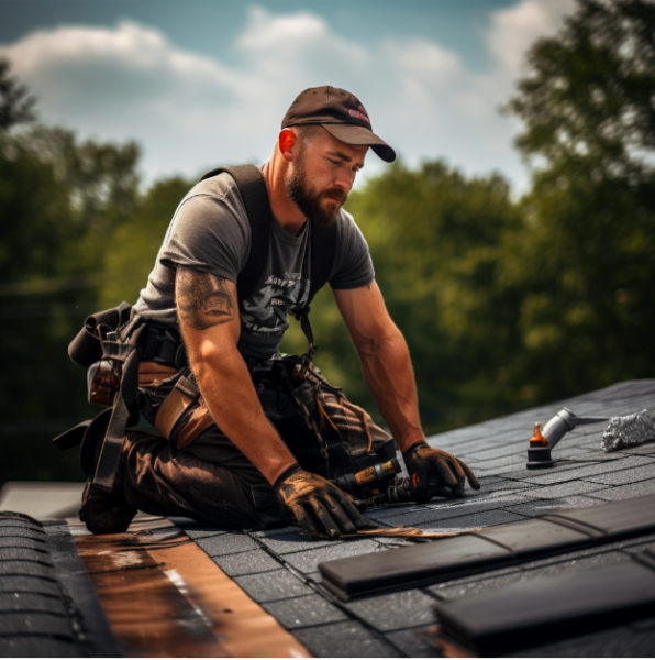 Man roofing during the summer