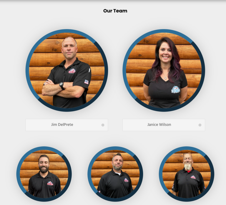 roofing company employee photos on a website