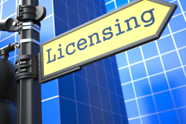 Directional arrow that says licensing