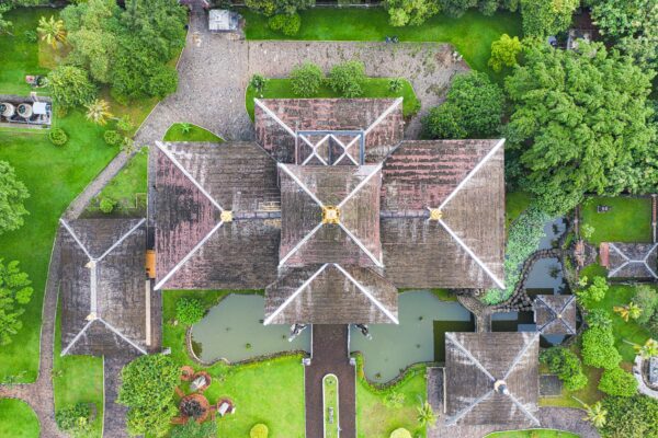 Aerial view of a house's roof